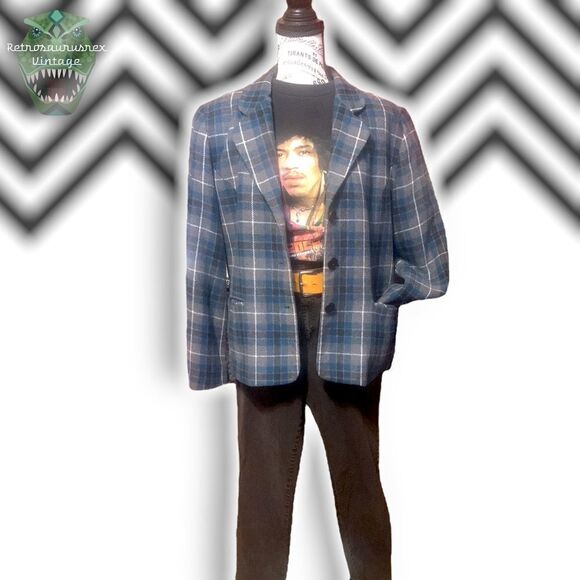 VINTAGE Worthington 49er Style Front Pocket Wool Plaid Shacket Blazer, Medium - Picture 5 of 11